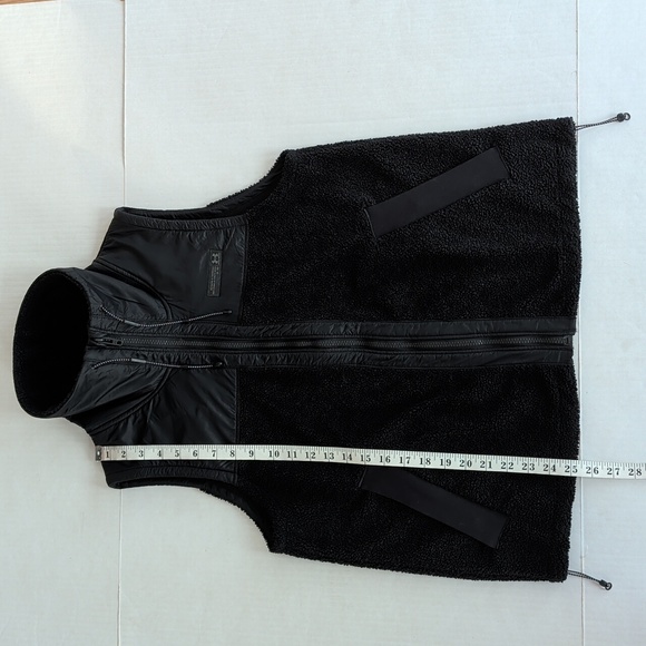 Under Armour Loose Mission Sherpa Fleece Full Zip Vert LARGE Black Zip Pockets - Picture 15 of 16